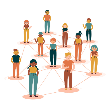 Illustration of people connected through a meaningful professional network